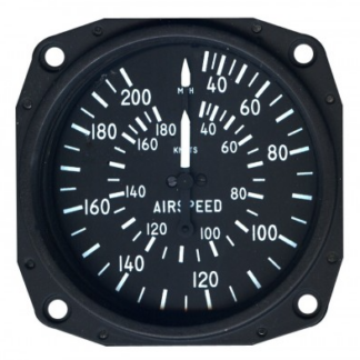 Falcon Dual Dial Airspeed Indicator 30-200 mph / 30-180 Knots P/N 10-02901